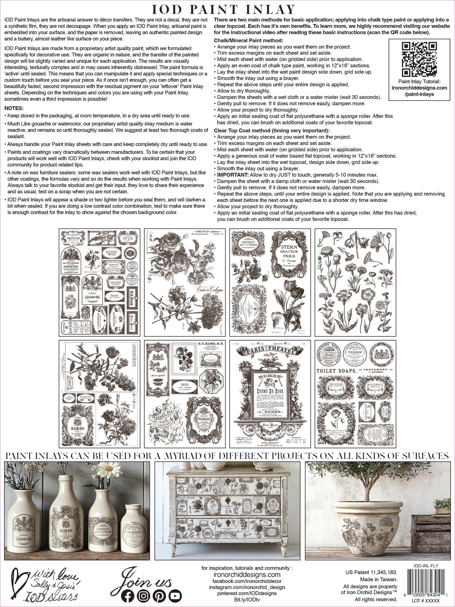 Floriography Paint Inlay IOD NEW, Iron Orchid Designs, Vintage style