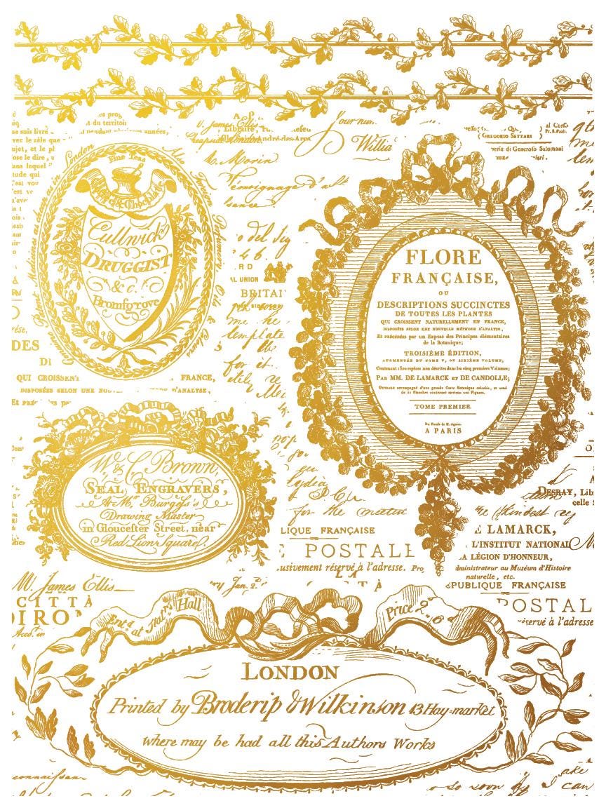 IOD Gilded Etiquettes Gold FoilTransfer pack Iron Orchid Designs