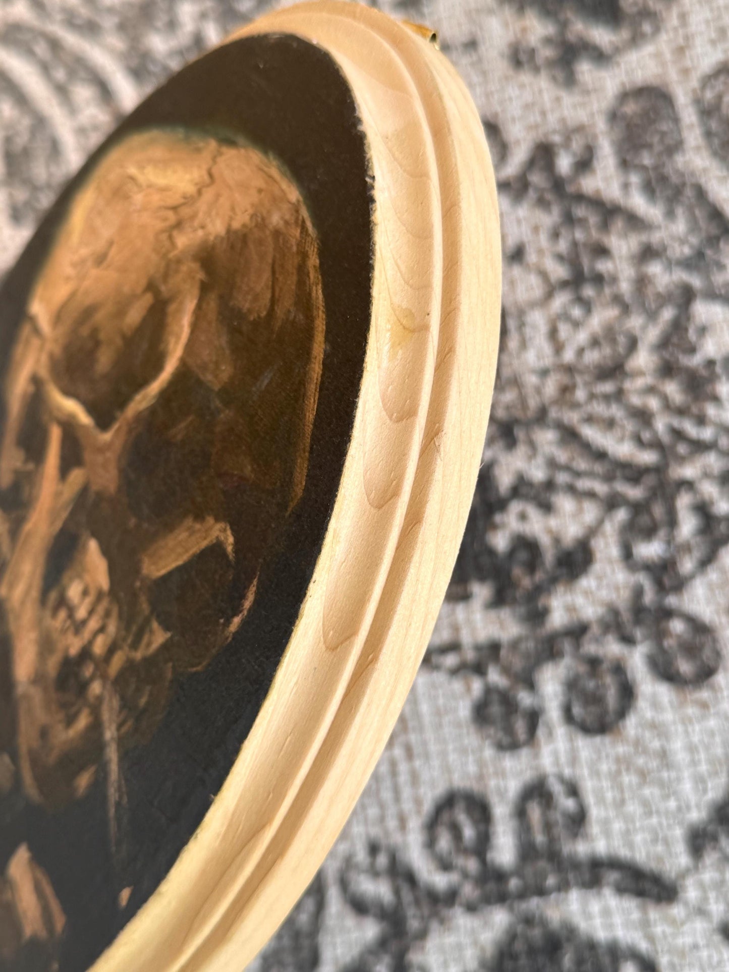 Van Gogh Moody Gallery Wall Decor, Oval Plaque, Skeleton Smoking, Gothic, Halloween