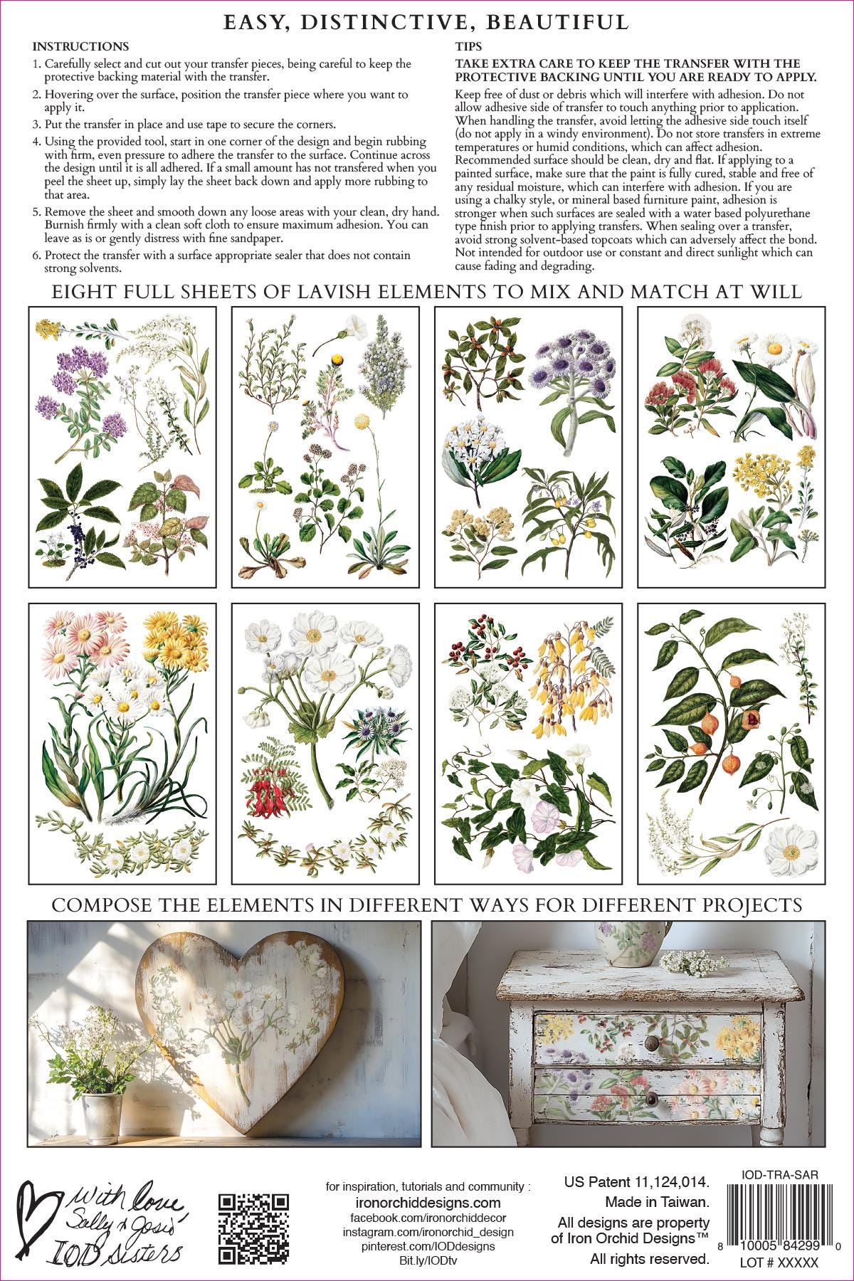 IOD Sarah Featon's Botanicals Transfer pack Iron Orchid Designs NEW
