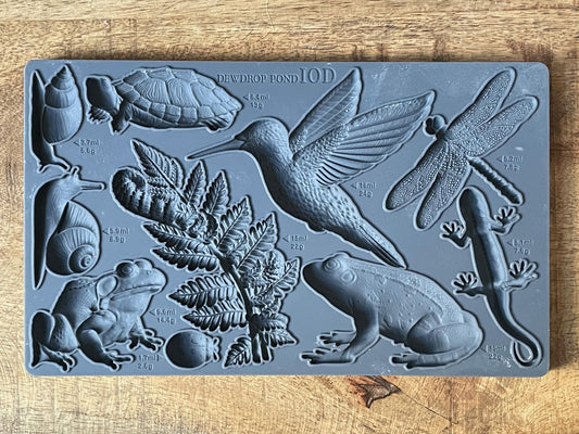 Dewdrop Pond Mould IOD, Iron Orchid Designs Mold, Hummingbird