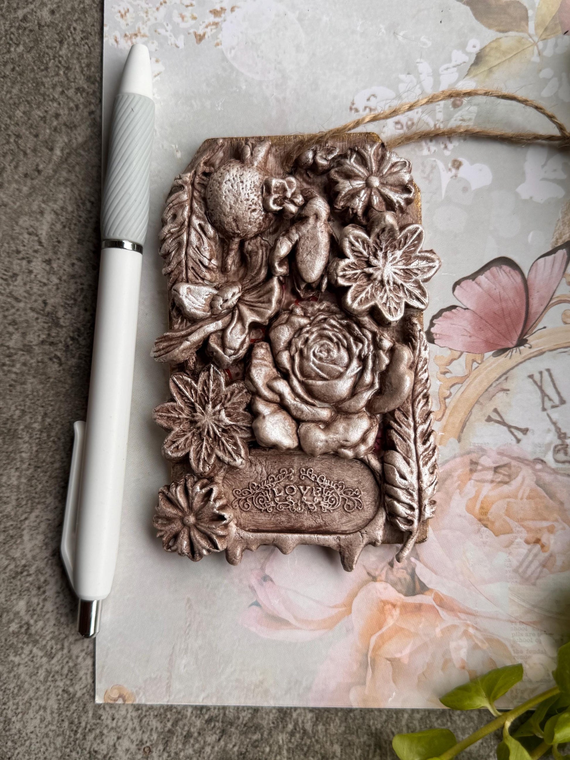 Mixed Media Tag, Vintage Style, Art