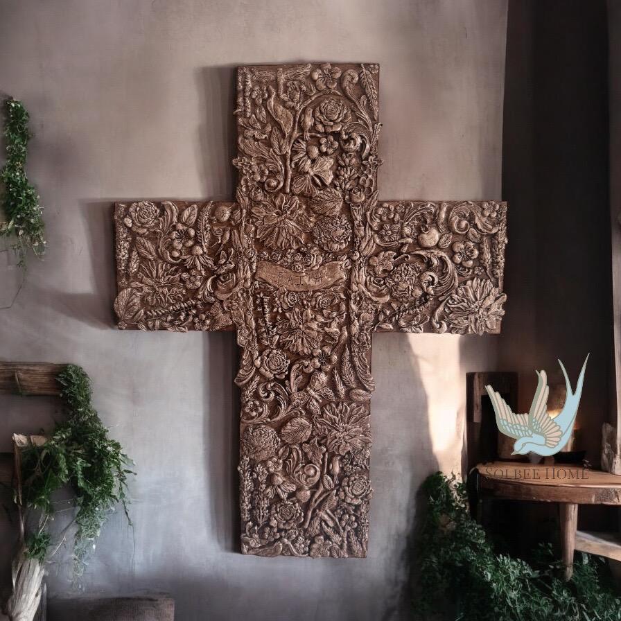 Handmade Cross Wall Decor, Mixed Media Art, Faith, Religious