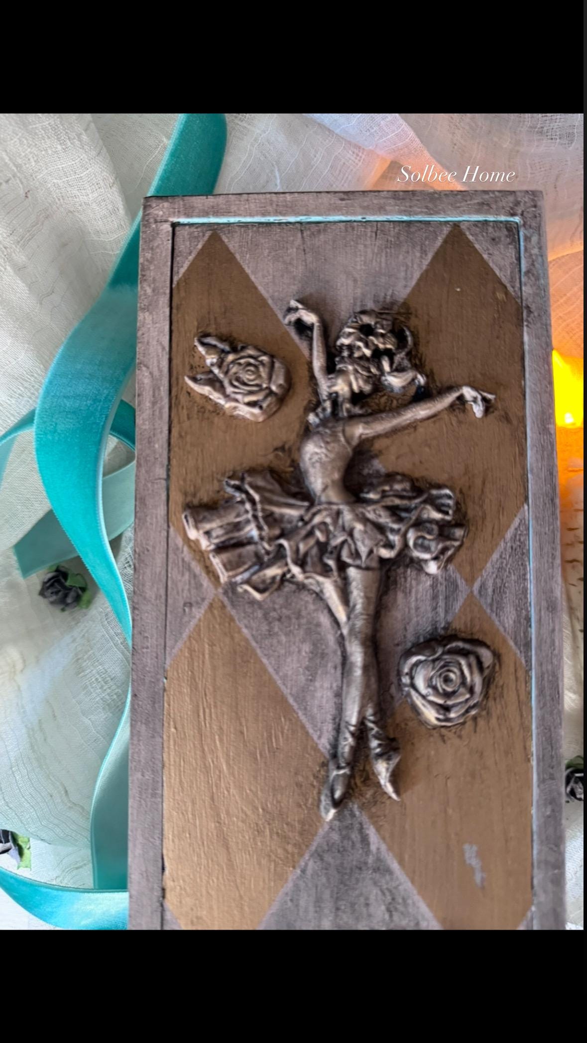 Ballerina Decorative Mini Box, Mixed Media Handmade Storage Box, Whismical