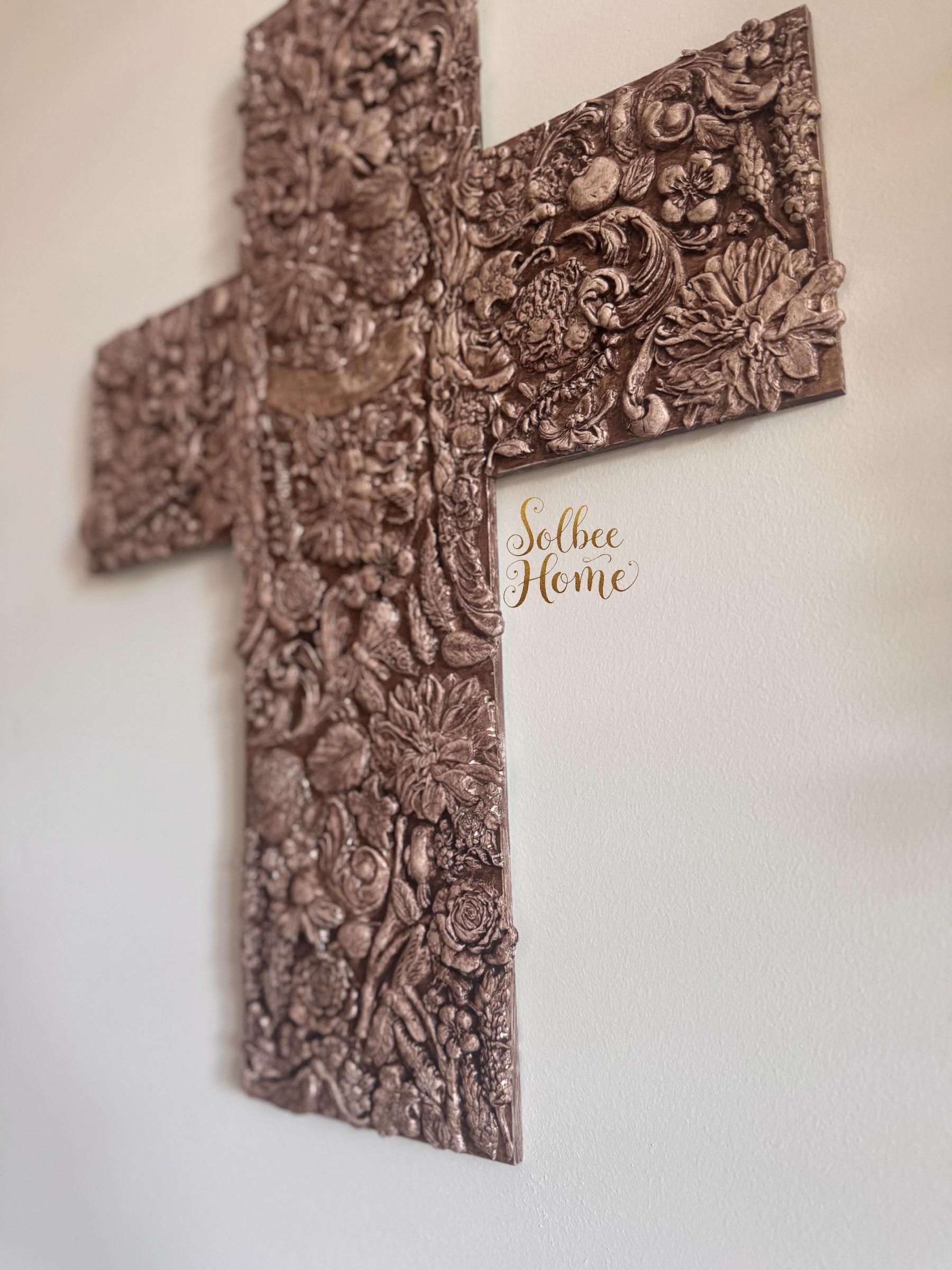 Handmade Cross Wall Decor, Mixed Media Art, Faith, Religious