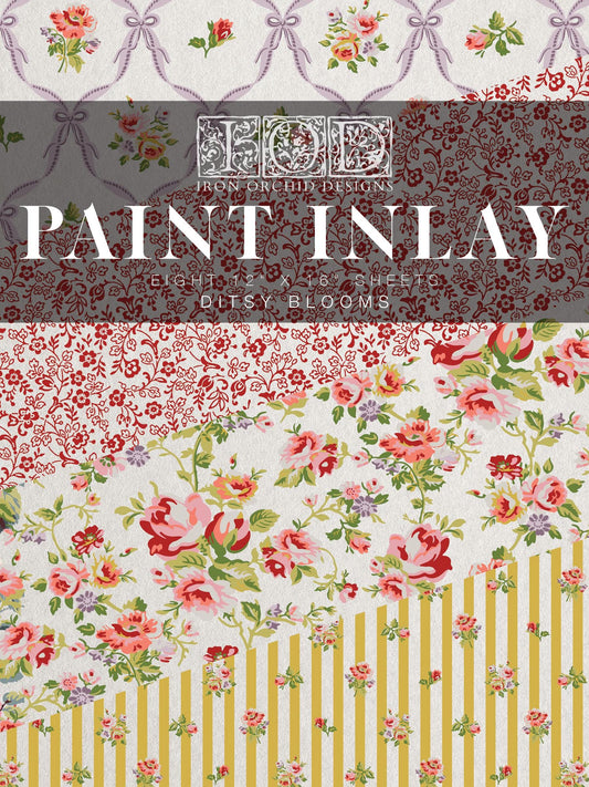 Ditsy Blooms Paint Inlay IOD NEW, Iron Orchid Designs, Vintage Wallpaper style
