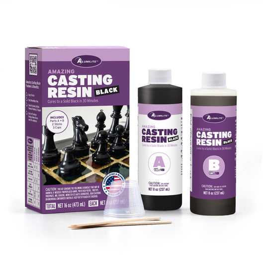 Amazing Casting Resin BLACK Part A & B 8fl oz, 16fl oz total, 2 sticks, 3 cups