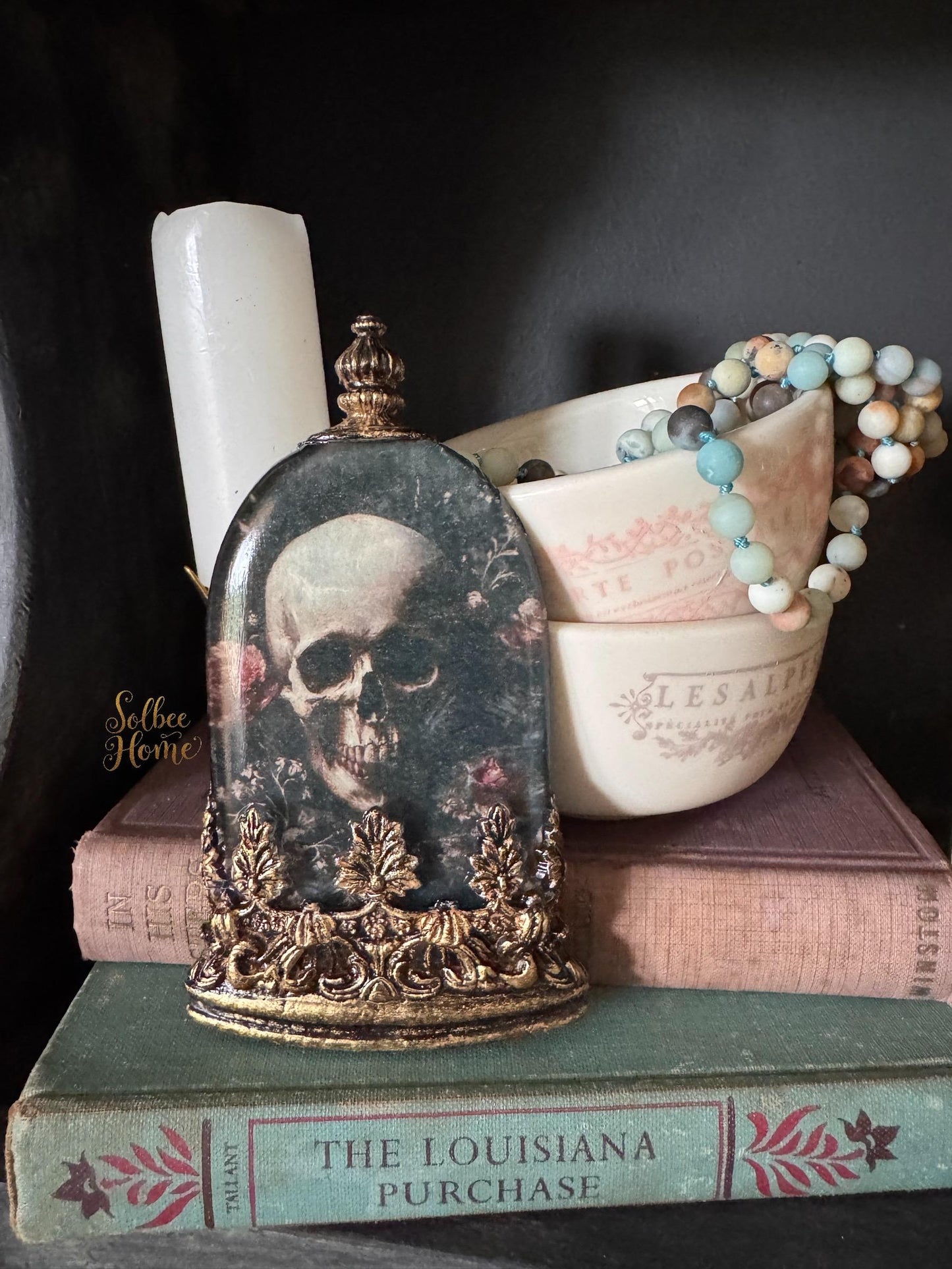 Skull Cloche Mini Gallery Wall Decor, Dark, Moody, Gothic, Halloween, Handmade