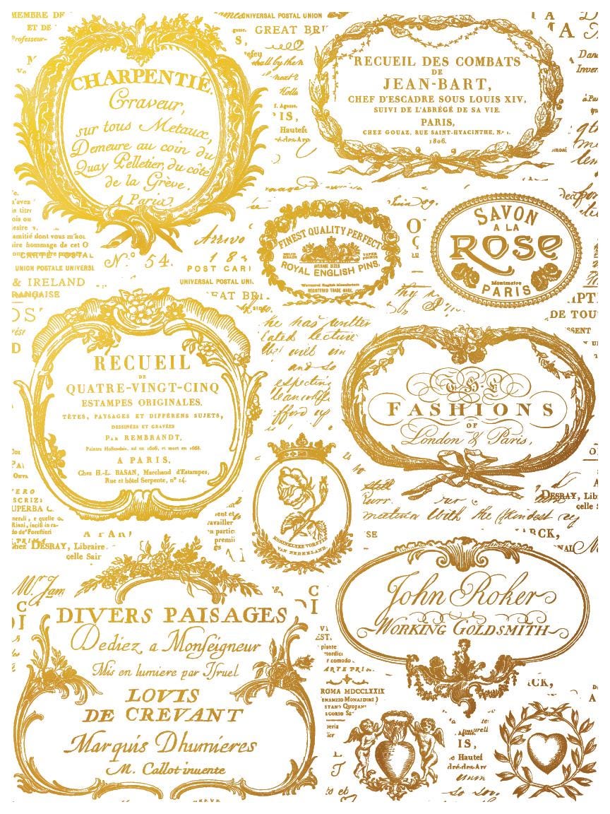 IOD Gilded Etiquettes Gold FoilTransfer pack Iron Orchid Designs