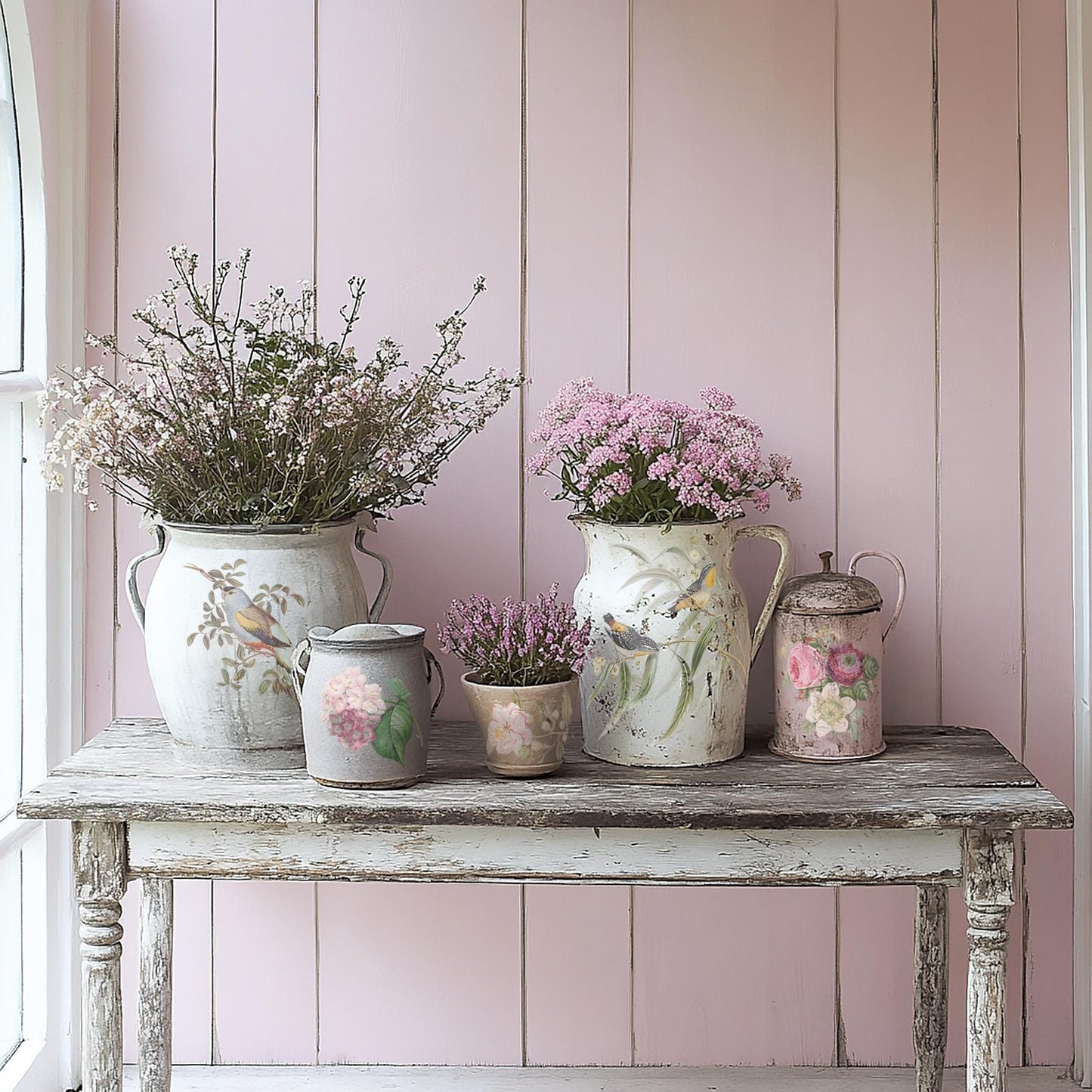 IOD Menagerie Transfer pack Iron Orchid Designs Florals, Bird Cage
