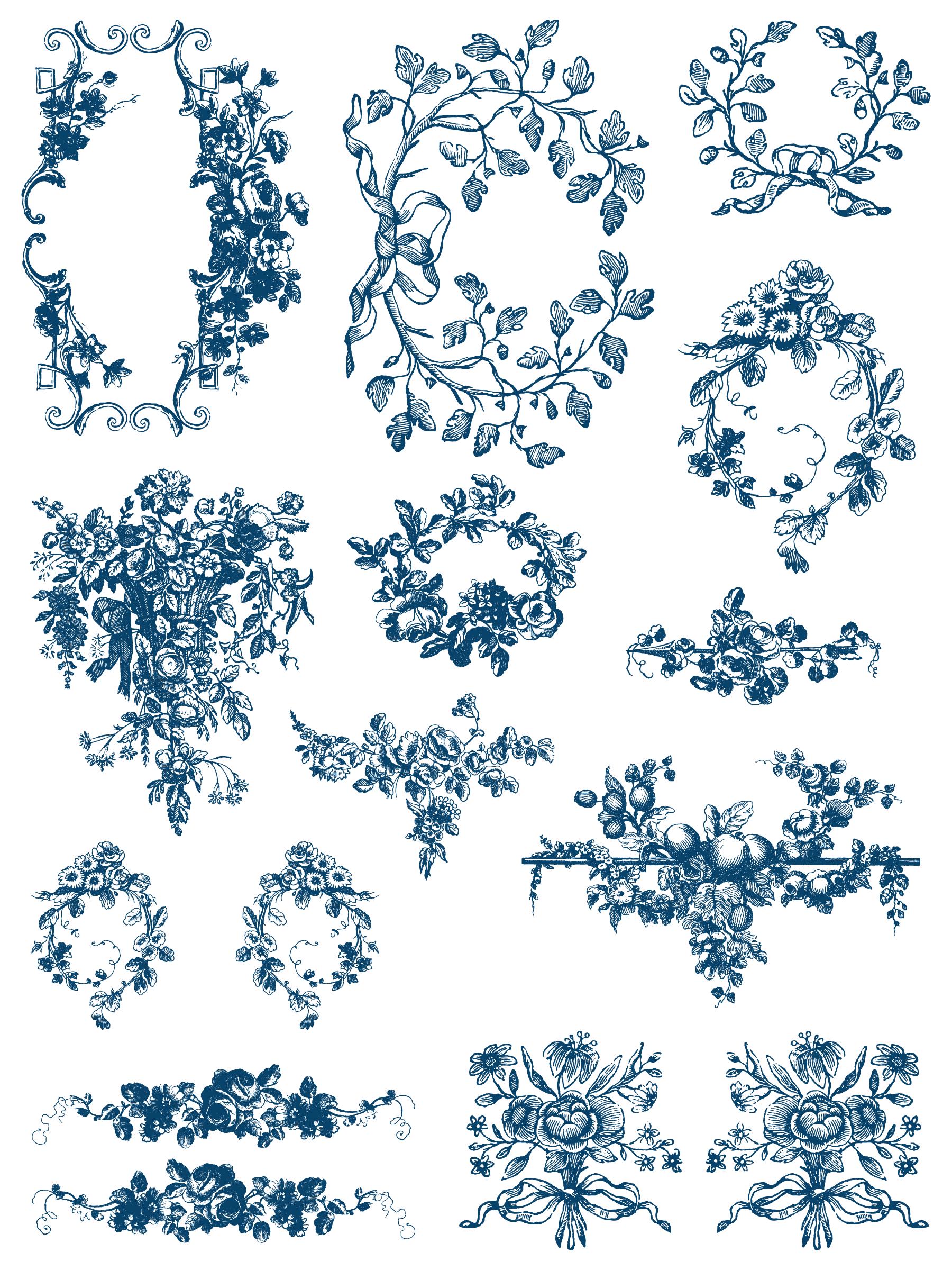 Delft Traditions Azure Paint Inlay IOD, Iron Orchid Designs, Vintage style