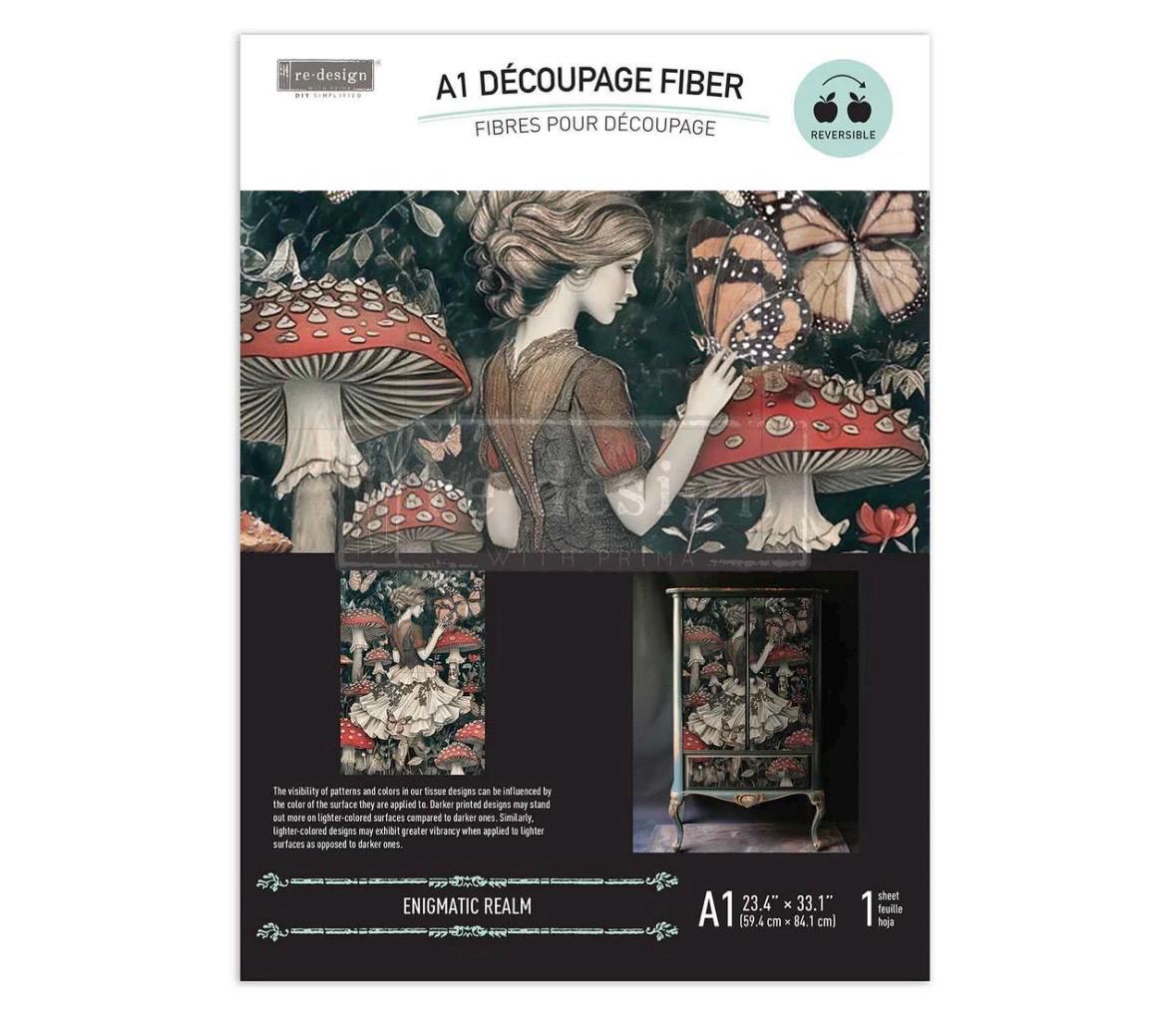 Enigmatic Realm, A1 Decoupage Fiber, 1 sheet, 23.4″x33.1″ ReDesign With Prima, Furniture Upcycling DIY Decor Decoupage Craft Wonderland