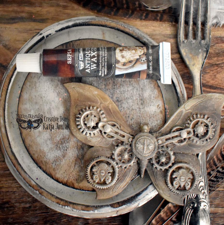 Sepia Antiquing Wax Art Alchemy, Finnabair, Redesign with Prima, Mixed Media Art