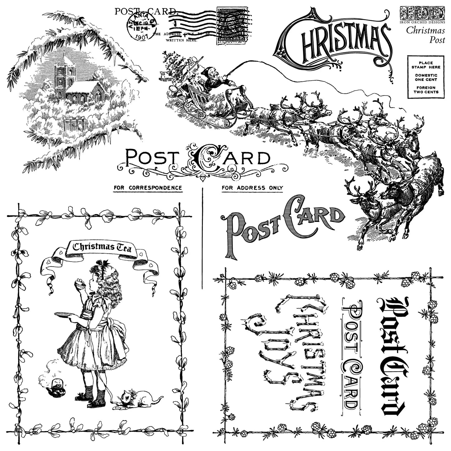 Christmas Post 12x12 IOD Stamp