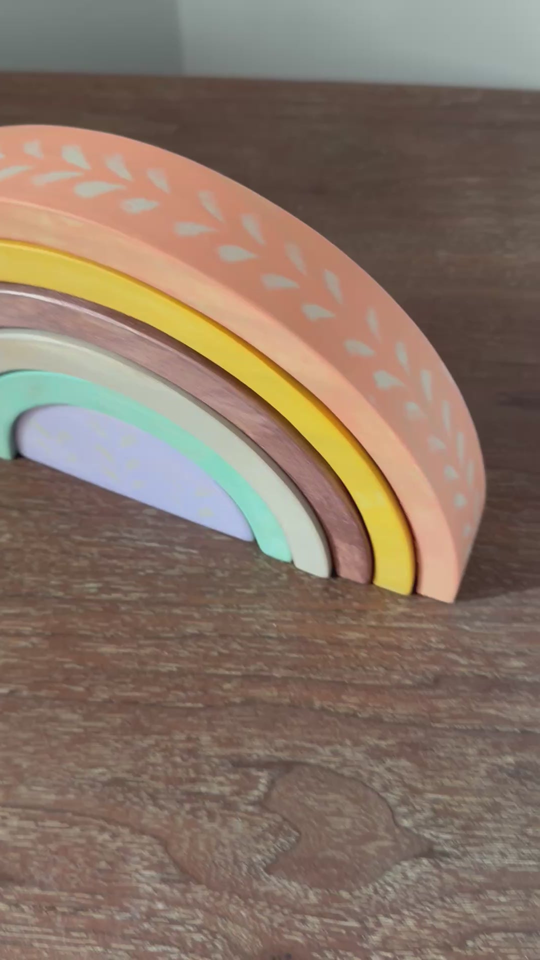 Wooden Rainbow Stack - Boho Decor, Handpainted