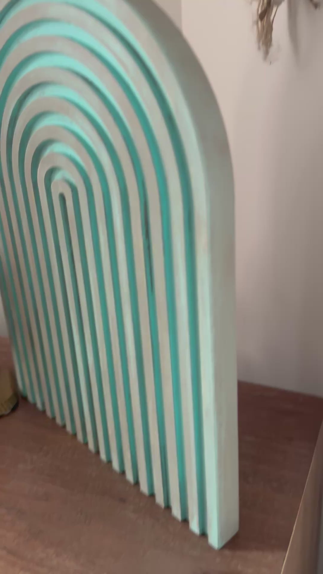 Boho Modern Arch Decor - Turquoise Wood Accent Panel, Handpainted
